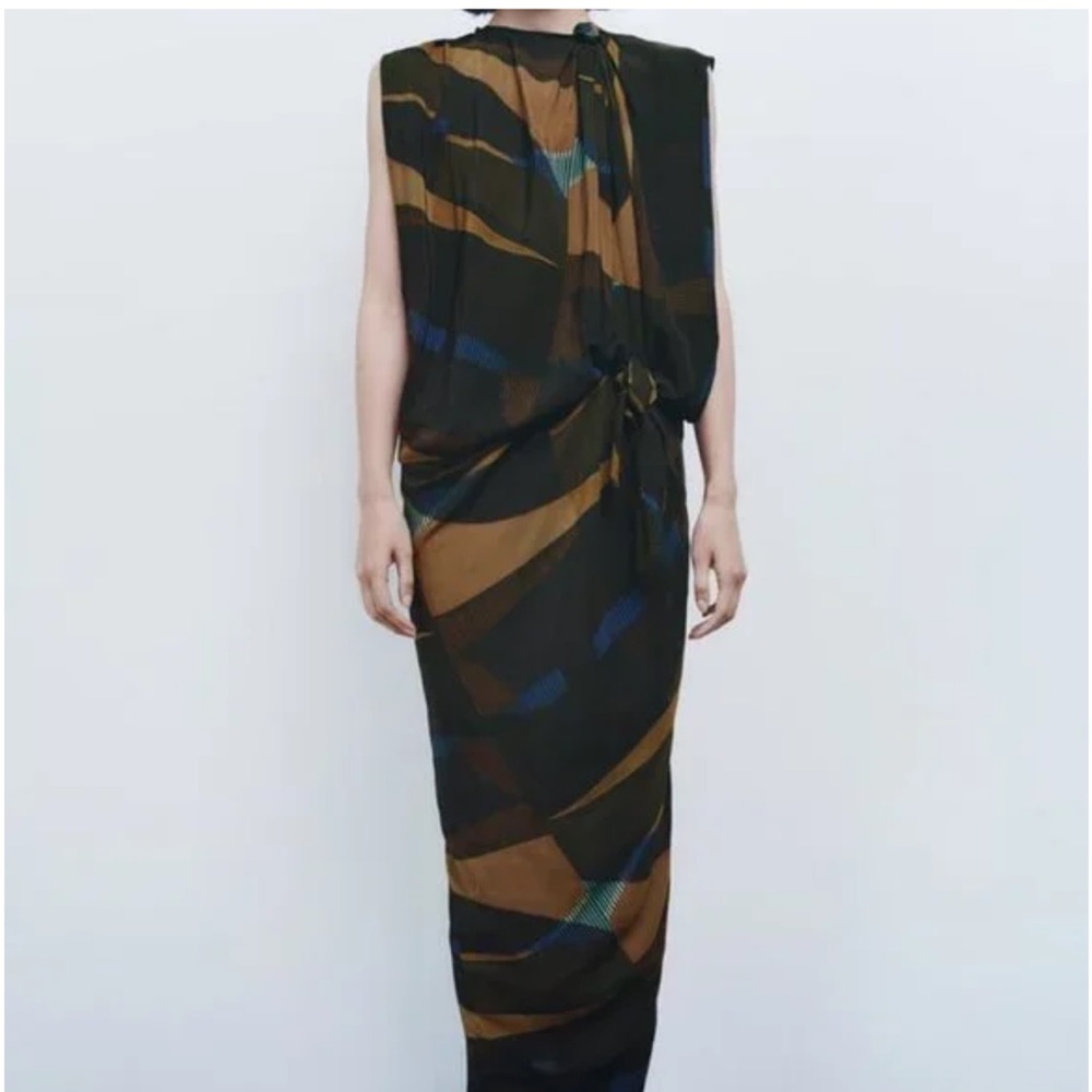 Zara limited edition printed draped midi dress
NWT